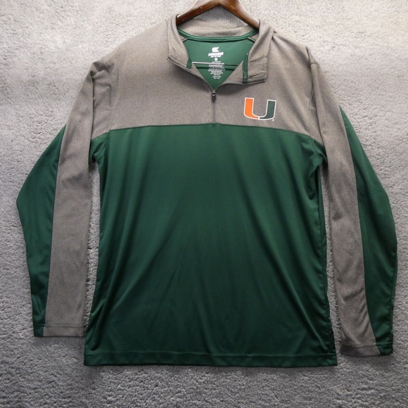 Miami Hurricanes Colosseum Quarter Zip Long Sleeve Pullover Men Large Silver/Gre - Picture 1 of 11